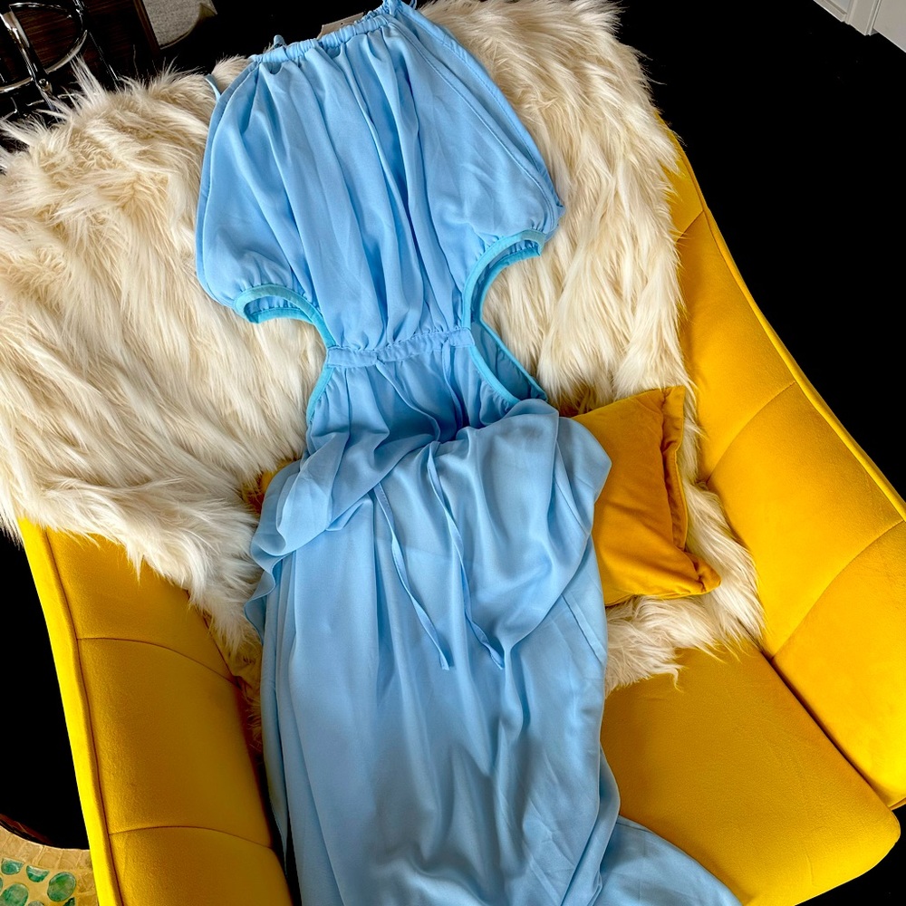 Sheer bikini luxe blue cover up new with tags.